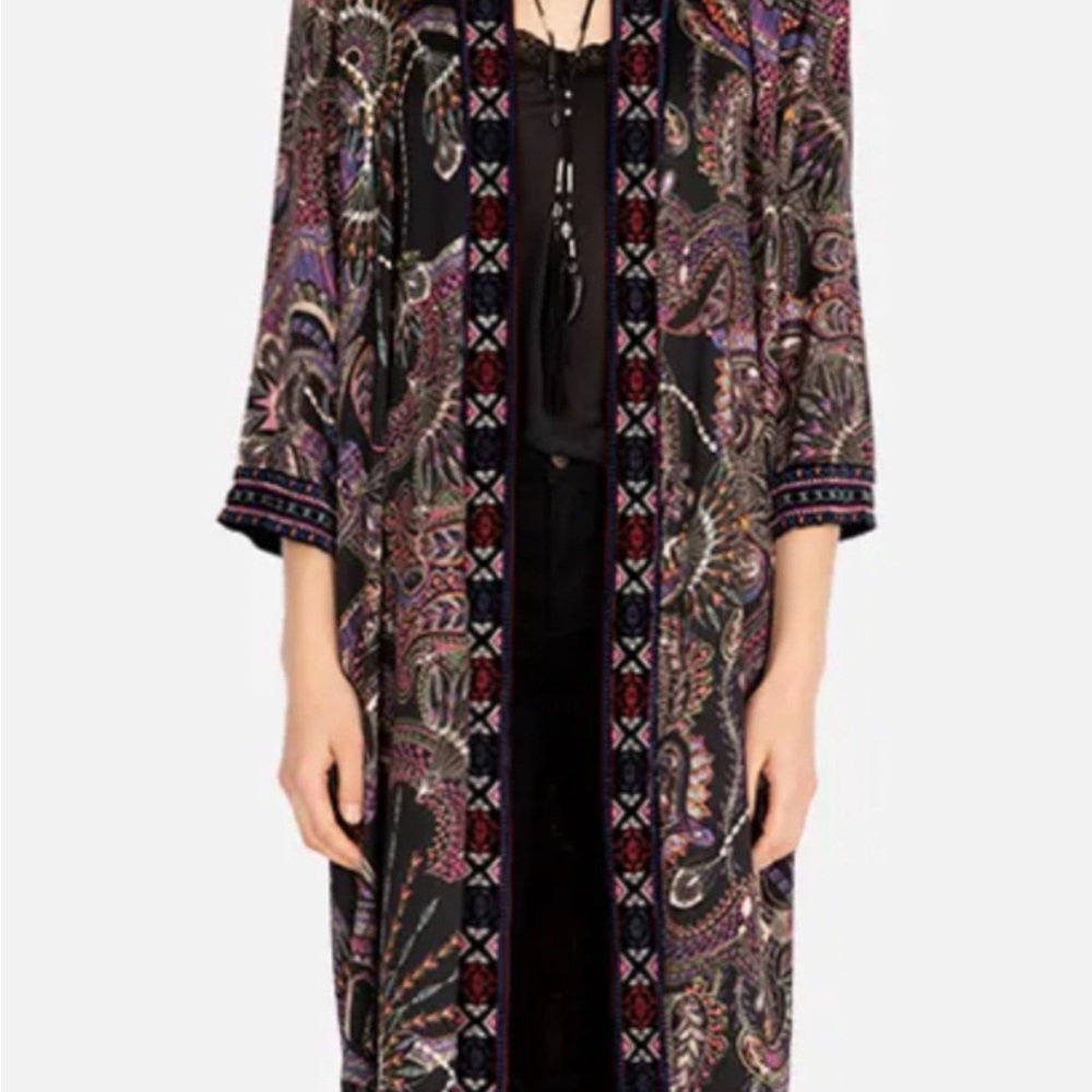 Johnny Was Black and Purple Paisley Kimono